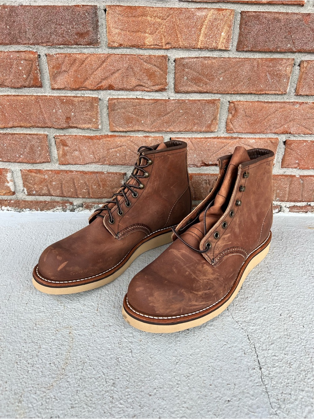 Men's Brown Leather Lace-Up Work Boots